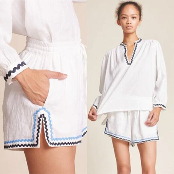 NEW Birds of Paradis by Trovata Dora White Shorts with Ric Rac Size: Medium - Picture 1 of 7